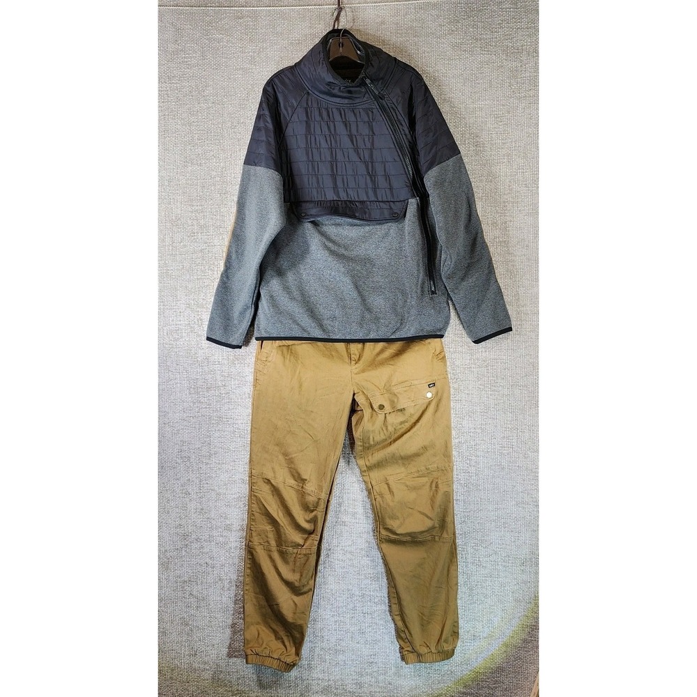 Tuxy One Piece Jumpsuit Mens *M-L Black Gray Fleece Lined Jacket Tan Cargo Pants
